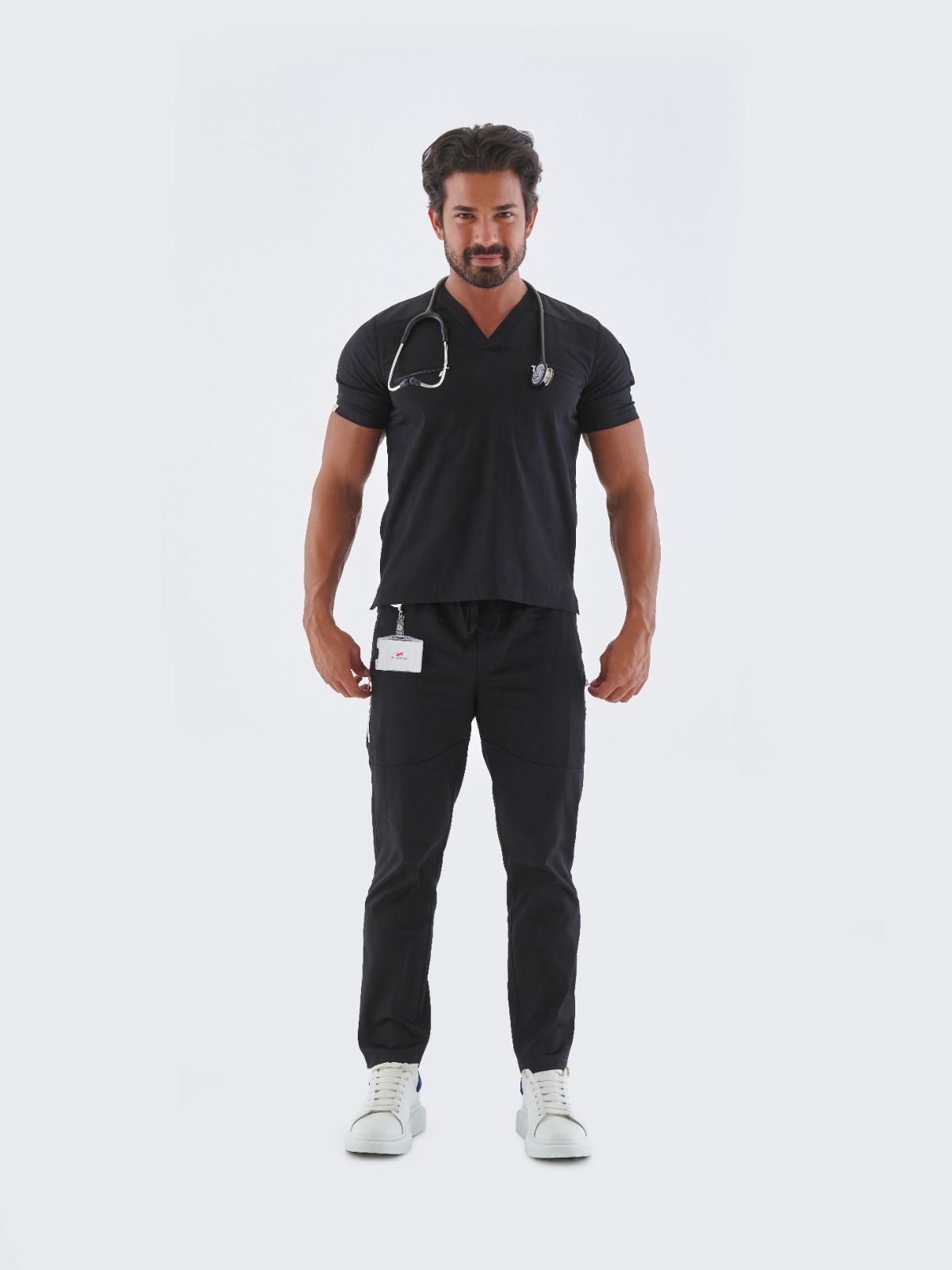 SHELDON Erkek Tıbbi Scrub Üst - Siyah